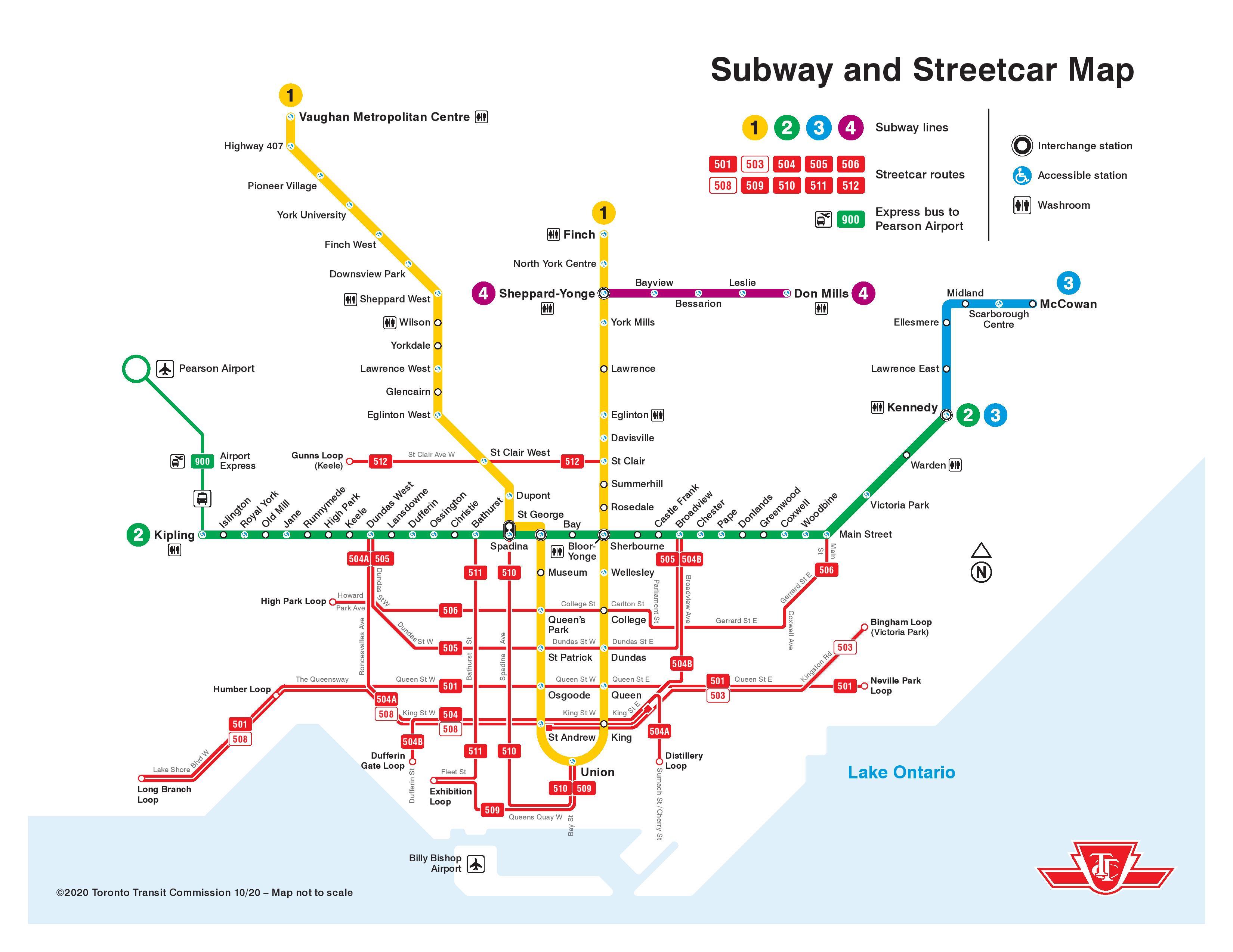 toronto karta Spårvagn karta Toronto   Toronto spårvagn karta (Kanada) toronto karta